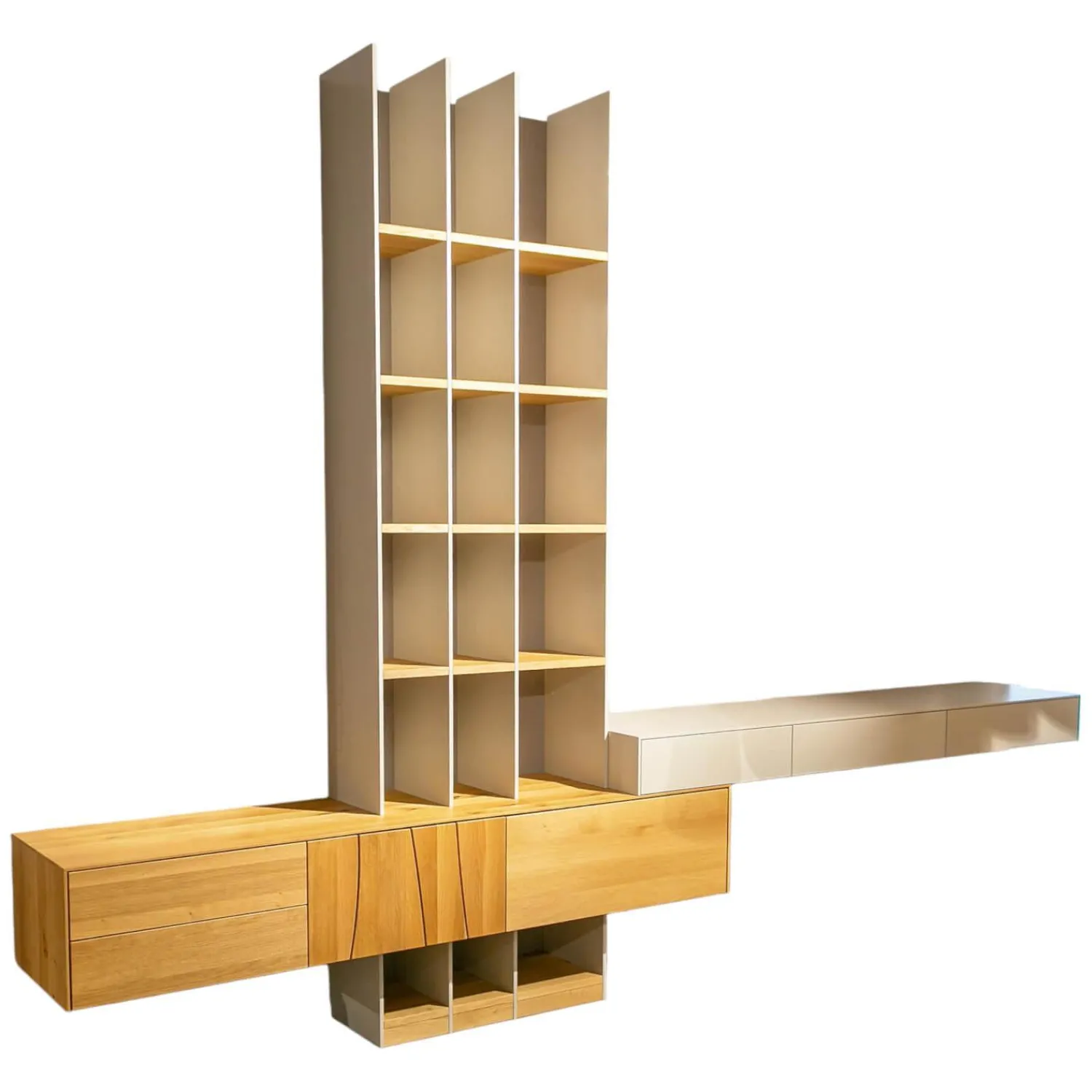 Contur Wohnwände & Tv-Lowboards|Wohnwand Mileto Asteiche Gebürstet Natur Geölt Und MDF Lichtgrau Lackiert