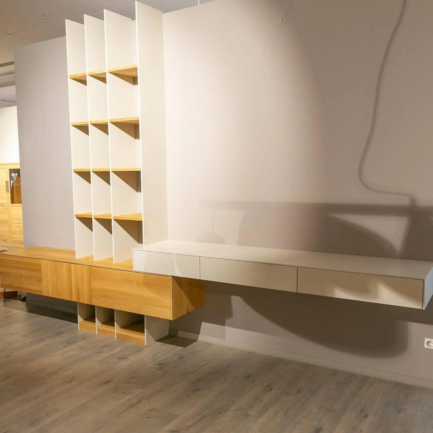 Contur Wohnwände & Tv-Lowboards|Wohnwand Mileto Asteiche Gebürstet Natur Geölt Und MDF Lichtgrau Lackiert