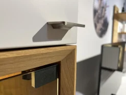 Schöner Wohnen-Kollektion Wohnwände & Tv-Lowboards|Wohnwand Mino Lack Kristallweiß Matt Akzent Wildeiche Hell Soft Gebeizt Und Geölt inkl. Glastür Für Vitrine Parsolglas Mit LED-Beleuchtung