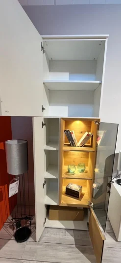 Schöner Wohnen-Kollektion Wohnwände & Tv-Lowboards|Wohnwand Mino Lack Kristallweiß Matt Akzent Wildeiche Hell Soft Gebeizt Und Geölt inkl. Glastür Für Vitrine Parsolglas Mit LED-Beleuchtung