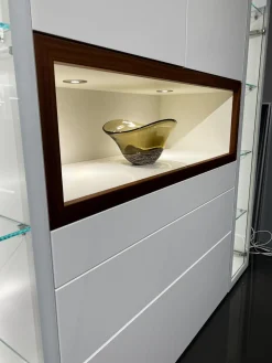 Hülsta Wohnwände & Tv-Lowboards|Wohnwand Neo Kernnussbaum Und Lack Reinweiss Mit Hinterlackiertem Glas Inklusive Beleuchtung