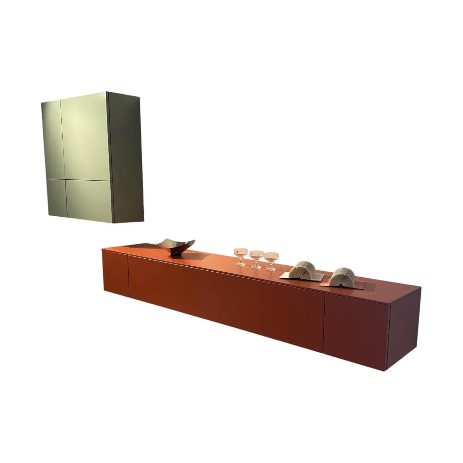 Hülsta Wohnwände & Tv-Lowboards|Wohnwand Neo Lack NCS S3050 Orange Und NCS S3010 Grün