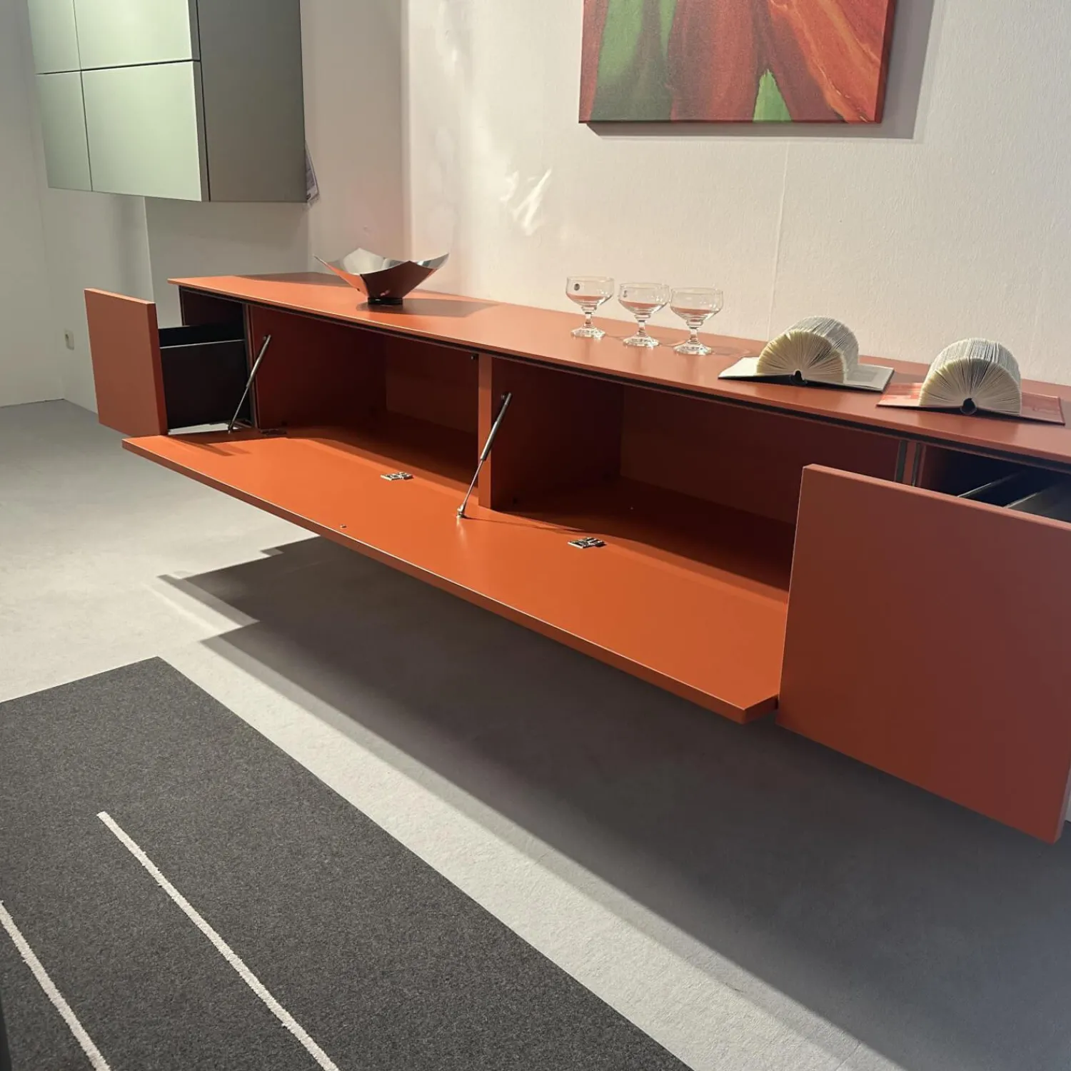 Hülsta Wohnwände & Tv-Lowboards|Wohnwand Neo Lack NCS S3050 Orange Und NCS S3010 Grün