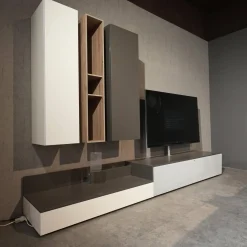 Spectral Smart Furniture Wohnwände & Tv-Lowboards|Wohnwand Next Lack Snow Weiß Silver Silber Und Granit Grau Holz Natural Oak Mit Soundsystem Ohne Fernseher