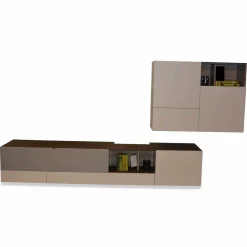 Spectral Smart Furniture Wohnwände & Tv-Lowboards|Wohnwand Niba Weiß Granit Lackiert mit LED-Beleuchtung und TV-Halterung