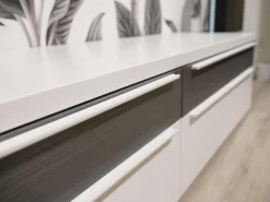 Hülsta Wohnwände & Tv-Lowboards|Wohnwand Now Touch 9801141 Lack Supermatt Reinweiß Akzent Samteiche Grau