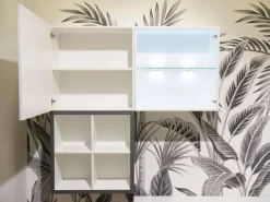 Hülsta Wohnwände & Tv-Lowboards|Wohnwand Now Touch 9801141 Lack Supermatt Reinweiß Akzent Samteiche Grau