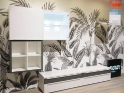 Hülsta Wohnwände & Tv-Lowboards|Wohnwand Now Touch 9801141 Lack Supermatt Reinweiß Akzent Samteiche Grau