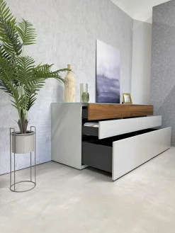 Hülsta Wohnwände & Tv-Lowboards|Wohnwand Now Vision C18 Lack Seidengrau Hochglanz Akzent Kernnussbaum Inklusive Couchtisch