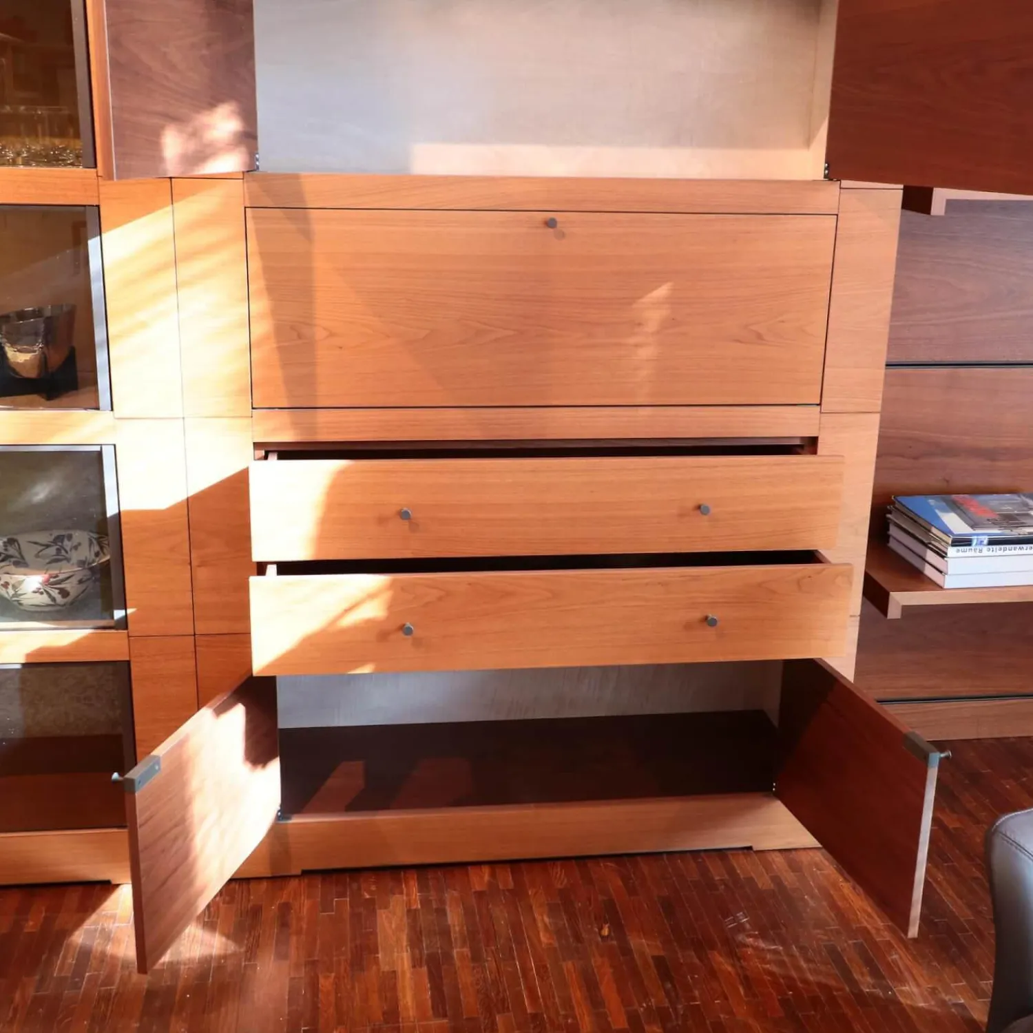 Giorgetti Wohnwände & Tv-Lowboards|Wohnwand Oli Akrylbeizung Nussbaum