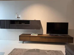 Molteni & C Wohnwände & Tv-Lowboards|Wohnwand Pass Word Korpus Lack Matt Blei Grau Front Eukalyptus Und Lack Glänzend Blei Grau