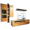 Gwinner Wohnwände & Tv-Lowboards|Wohnwand Piana Lack Seidenmatt Fango Grau Balkeneiche Honig Inklusive LED Beleuchtung