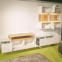 Venjakob Wohnwände & Tv-Lowboards|Wohnwand Plan X6 Lack Kristallweiß Matt Weiß Wildeiche Hell Soft Gebürstet Geölt Inklusive Beleuchtungspaket