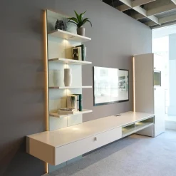 Venjakob Wohnwände & Tv-Lowboards|Wohnwand Plan X Lack Weiß Matt Absetzung Jadegrün Matt Inklusive Beleuchtung Mit Regal Ohne Fernseher