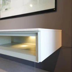 Venjakob Wohnwände & Tv-Lowboards|Wohnwand Plan X Lack Weiß Matt Absetzung Jadegrün Matt Inklusive Beleuchtung Mit Regal Ohne Fernseher