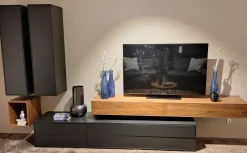 Paul Lindberg Wohnwände & Tv-Lowboards|Wohnwand pl.Cera Lack Anthrazit Nussbaum Natur Furniert