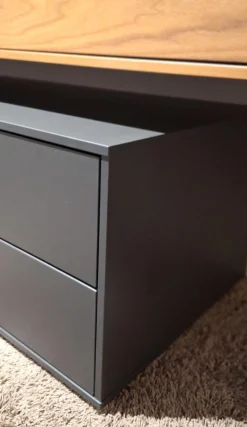 Paul Lindberg Wohnwände & Tv-Lowboards|Wohnwand pl.Cera Lack Anthrazit Nussbaum Natur Furniert