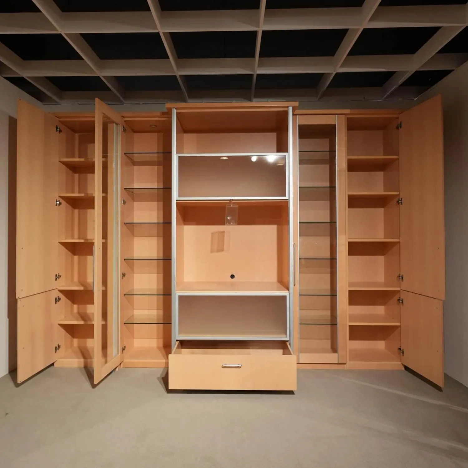 Gwinner Wohnwände & Tv-Lowboards|Wohnwand Ponte Ahorn Light Inklusive Halo Strahler Und Trafo