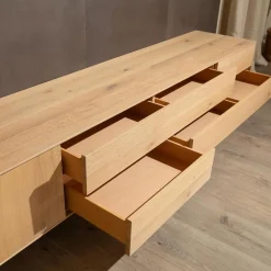 Anrei Wohnwände & Tv-Lowboards|Wohnwand Puro 109 368 Asteiche Gebürstet Weiß Geölt Metall Sockel Schwarz Matt Mit Glaseinlage Und Beleuchtung