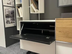 Musterring Wohnwände & Tv-Lowboards|Wohnwand Q Media 2 0 Front Und Korpus Mattglas Weiß PG5 Mittelelement Eiche Massiv Mit LED Beleuchtung Ohne Vitrine