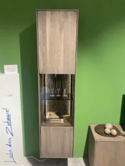 Natura Wohnwände & Tv-Lowboards|Wohnwand Saratoga Buche Massiv Geölt Silbergrau Grau Braun Inklusive Beleuchtung