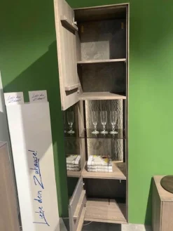 Natura Wohnwände & Tv-Lowboards|Wohnwand Saratoga Buche Massiv Geölt Silbergrau Grau Braun Inklusive Beleuchtung