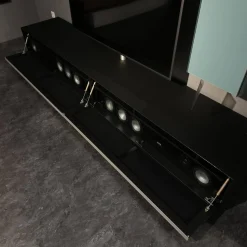 Spectral Smart Furniture Wohnwände & Tv-Lowboards|Wohnwand Scala Glas Satiniert Schwarz Salbei Grün Und Jade Grün Stoff Schwarz Mit Soundelement