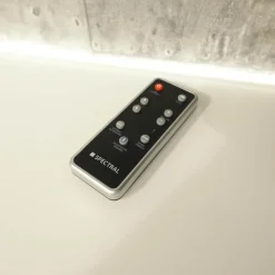 Spectral Smart Furniture Wohnwände & Tv-Lowboards|Wohnwand Scala Glasoberfläche Snow Weiß Satiniert Stofffront SF Silber Mit Soundsystem Und Beleuchtung