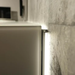 Spectral Smart Furniture Wohnwände & Tv-Lowboards|Wohnwand Scala Glasoberfläche Snow Weiß Satiniert Stofffront SF Silber Mit Soundsystem Und Beleuchtung