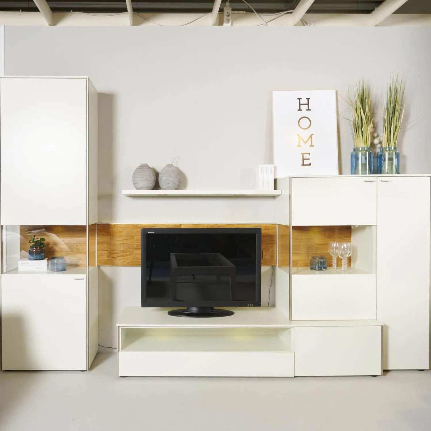 Venjakob Wohnwände & Tv-Lowboards|Wohnwand Sentino Lack Weiß Matt Inklusive Beleuchtung