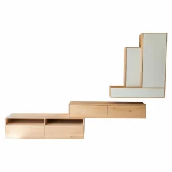 Rodam Wohnwände & Tv-Lowboards|Wohnwand Sigma Eiche 132 Harena Geölt Türen Glas Weiß Satinato