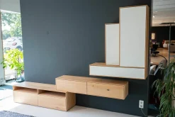 Rodam Wohnwände & Tv-Lowboards|Wohnwand Sigma Eiche 132 Harena Geölt Türen Glas Weiß Satinato