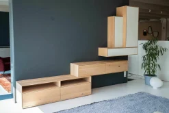 Rodam Wohnwände & Tv-Lowboards|Wohnwand Sigma Eiche 132 Harena Geölt Türen Glas Weiß Satinato