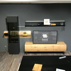Musterring Wohnwände & Tv-Lowboards|Wohnwand Sigra Lack Anthrazit Seidenmatt Lowboard Eiche Natur