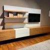 Kettnaker Wohnwände & Tv-Lowboards|Wohnwand Soma Korpus Innen Lack Matt Graphit Korpus Außen Nussbaum mit Beleuchtung