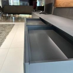 Kettnaker Wohnwände & Tv-Lowboards|Wohnwand Soma Lack Und Glas Graphit Matt Grau Mit Paneelsystem Nussbaum Massivoptik Und Beleuchtung