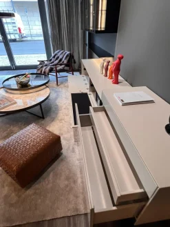 Kettnaker Wohnwände & Tv-Lowboards|Wohnwand Soma Türen Rauchglas Korpus MDF Lack Elfenbein Weiß Matt Inklusive Beleuchtung