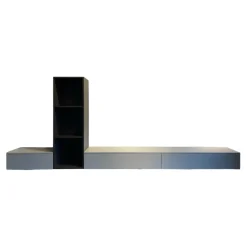 Interlübke Wohnwände & Tv-Lowboards|Wohnwand Tavi Lack M 23 Muschel Grau Mit Eiche D83 Achat Schwarz