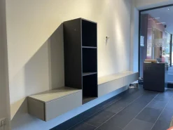 Interlübke Wohnwände & Tv-Lowboards|Wohnwand Tavi Lack M 23 Muschel Grau Mit Eiche D83 Achat Schwarz