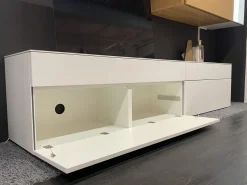 Hülsta Wohnwände & Tv-Lowboards|Wohnwand Tetrim A Korpus Und Front Lack Reinweiß Weiß Und Eiche Natur Rahmen Silberfarbig Mit LED Beleuchtung