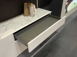 Hülsta Wohnwände & Tv-Lowboards|Wohnwand Tetrim A Korpus Und Front Lack Reinweiß Weiß Und Eiche Natur Rahmen Silberfarbig Mit LED Beleuchtung