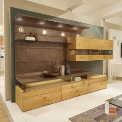 Gwinner Wohnwände & Tv-Lowboards|Wohnwand Tormine Balkeneiche Natur Absatz Rostoptik Mit LED Beleuchtung