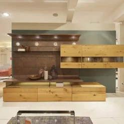 Gwinner Wohnwände & Tv-Lowboards|Wohnwand Tormine Balkeneiche Natur Absatz Rostoptik Mit LED Beleuchtung