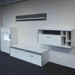 MCA Wohnwände & Tv-Lowboards|Wohnwand Trento Weiß Hochglanz mit LED Power Spot