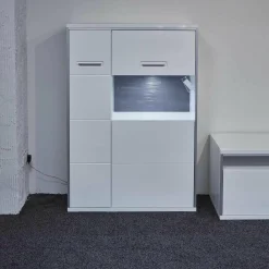 MCA Wohnwände & Tv-Lowboards|Wohnwand Trento Weiß Hochglanz mit LED Power Spot