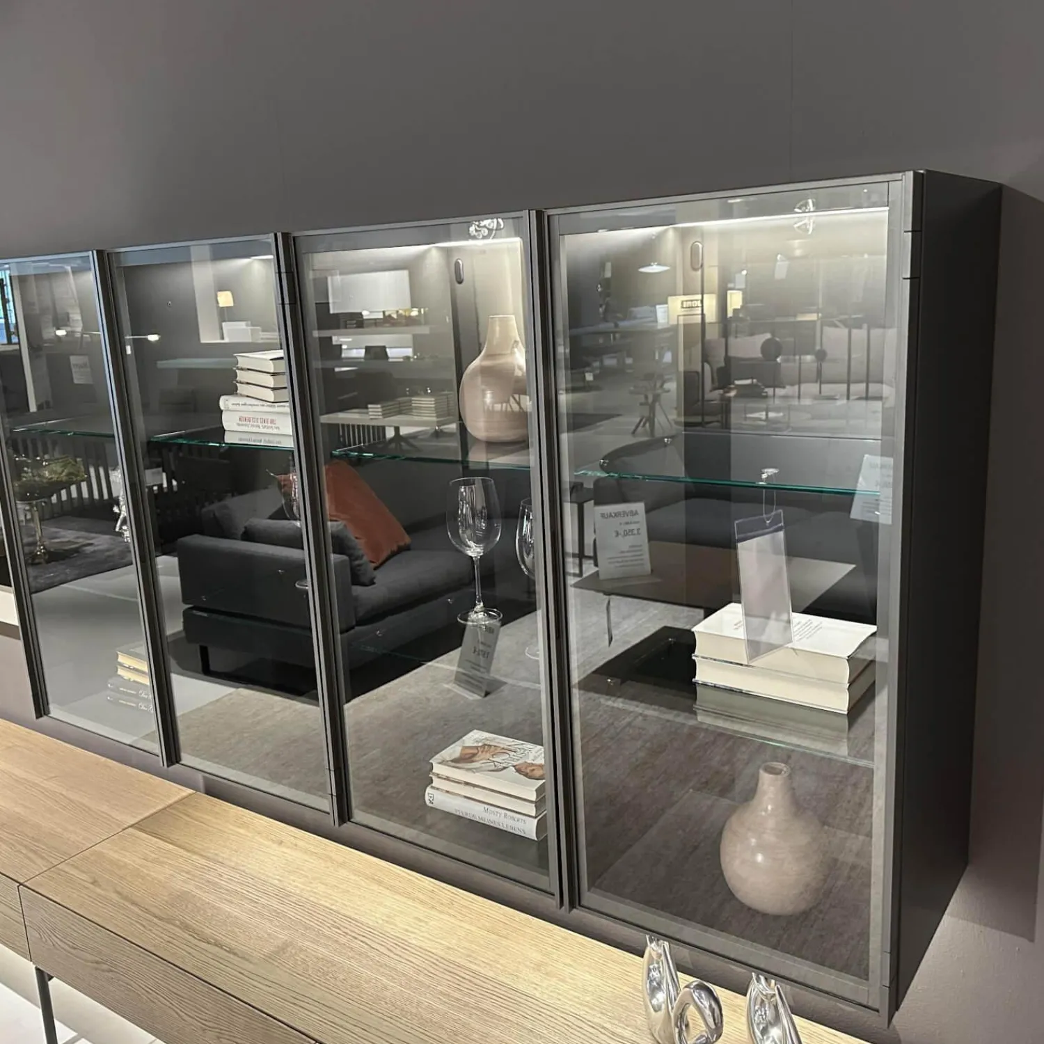 Presotto Wohnwände & Tv-Lowboards|Wohnwand Untergestell Furniert Rovere Avana Gestellfuß Antracite Lackiert