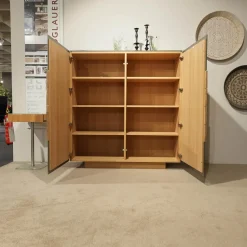 Voglauer Wohnwände & Tv-Lowboards|Wohnwand V Montanara Holz Wildeiche Geölt Frontglas Montegrau Mit Beleuchtung