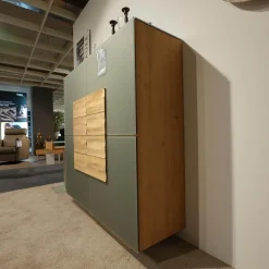 Voglauer Wohnwände & Tv-Lowboards|Wohnwand V Montanara Holz Wildeiche Geölt Frontglas Montegrau Mit Beleuchtung