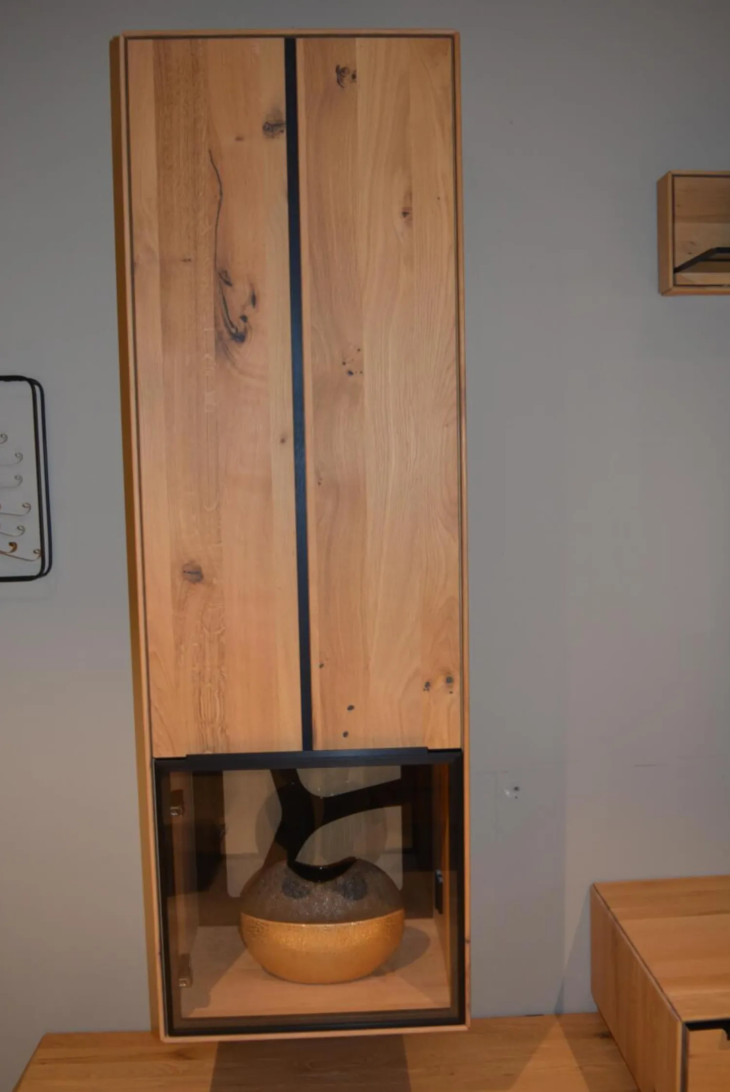 Decker Wohnwände & Tv-Lowboards|Wohnwand Valero Asteiche Massiv Bianco Geölt Front Klarglas