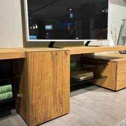 Voglauer Wohnwände & Tv-Lowboards|Wohnwand V-Alpin AV155 Korpus Eiche Altholz Front Colorglas Anthrazit